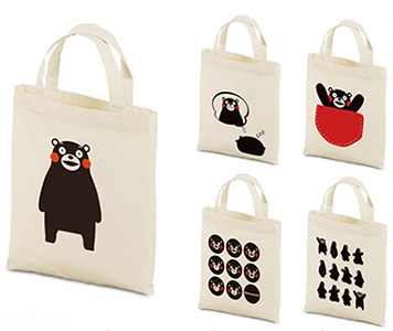 a tote bag with an illustration of Kumamon