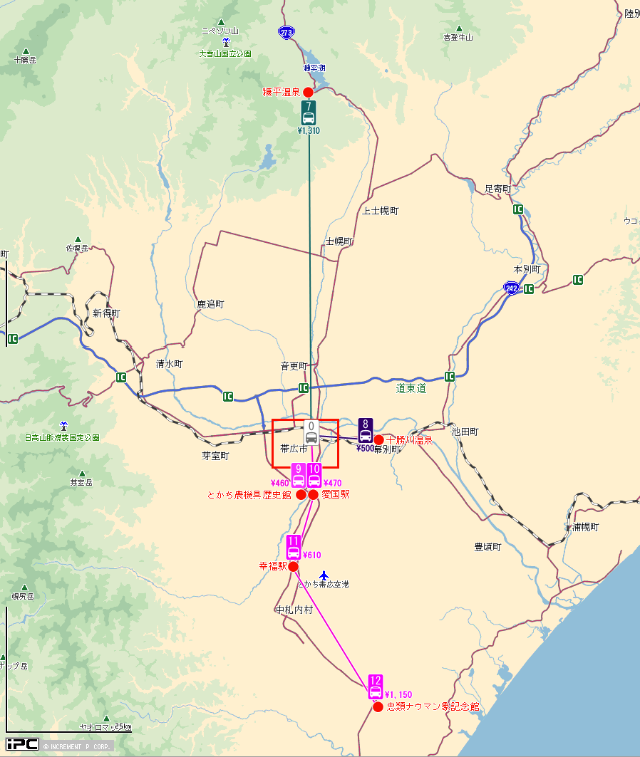 도카치 광역 관광 지도